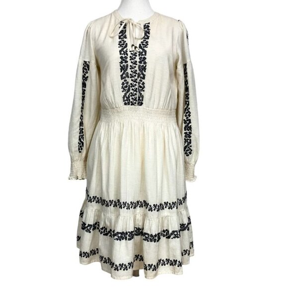 FAT FACE DEVIN IVORY WHITE BLACK EMBROIDERED BOHEMIAN MAXI DRESS - 4R - Picture 4 of 14